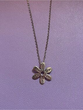 Marsala Sterling Silver Love Hope Wish Peace Dream Laugh Flower Dainty Necklace